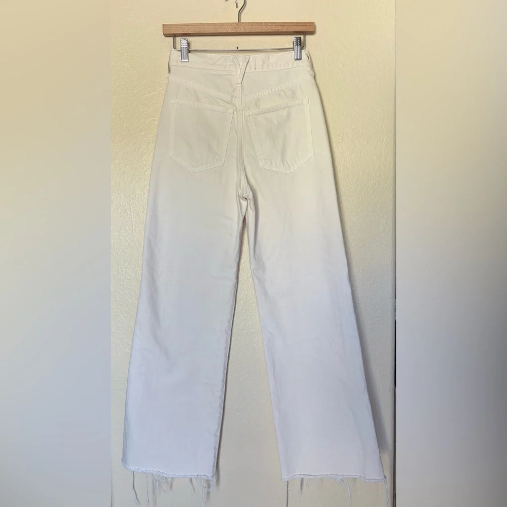 Veronica Beard Taylor Relaxed Wide-Leg Raw Hem Jean Ecru Cream Size 24 - Picture 5 of 7